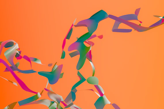 An abstract image of a man running with a colorful background