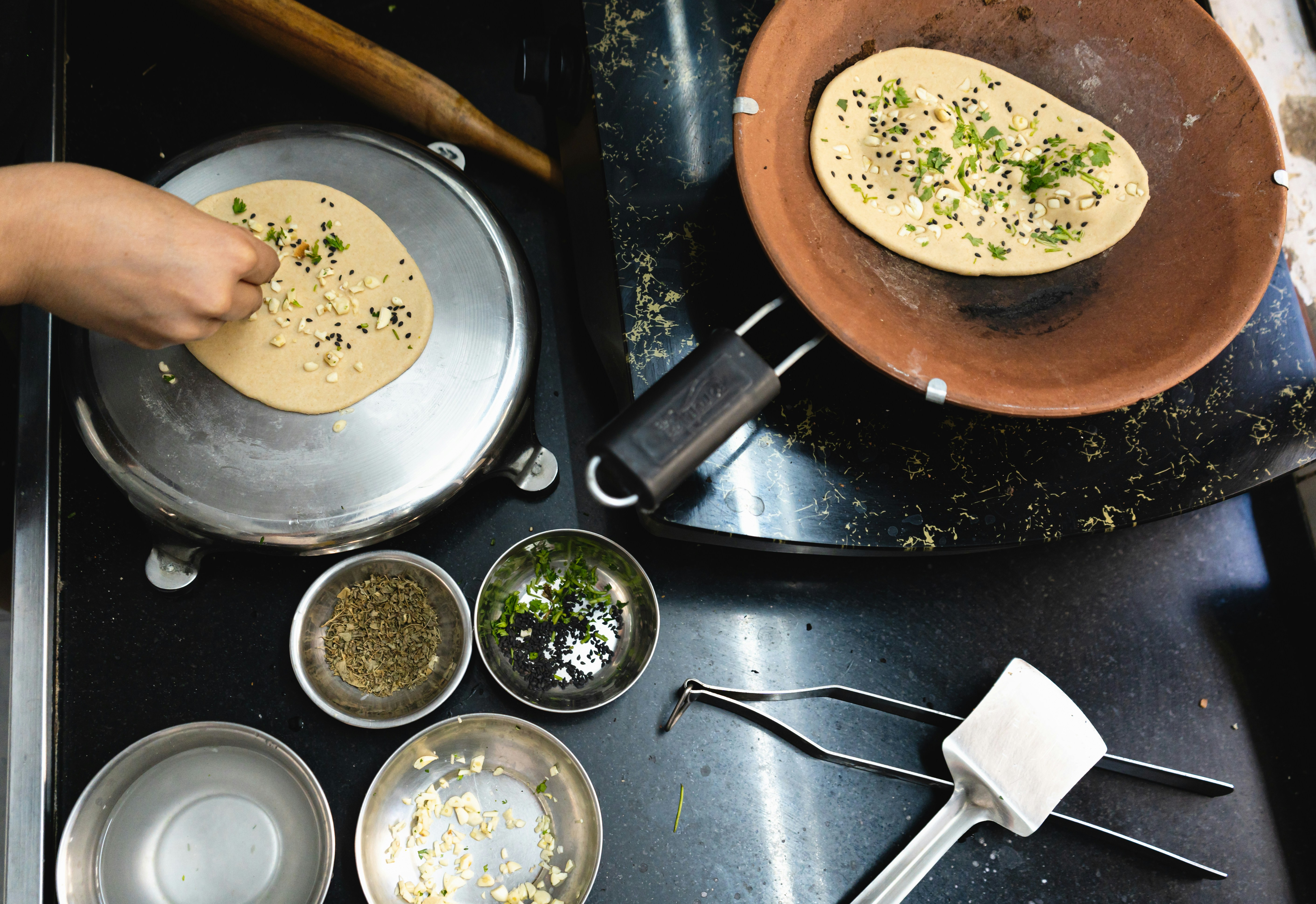 Freshly baked naan bread.