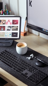 A desktop computer sitting on top of a wooden desk