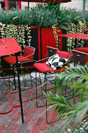 A bunch of chairs that are sitting outside