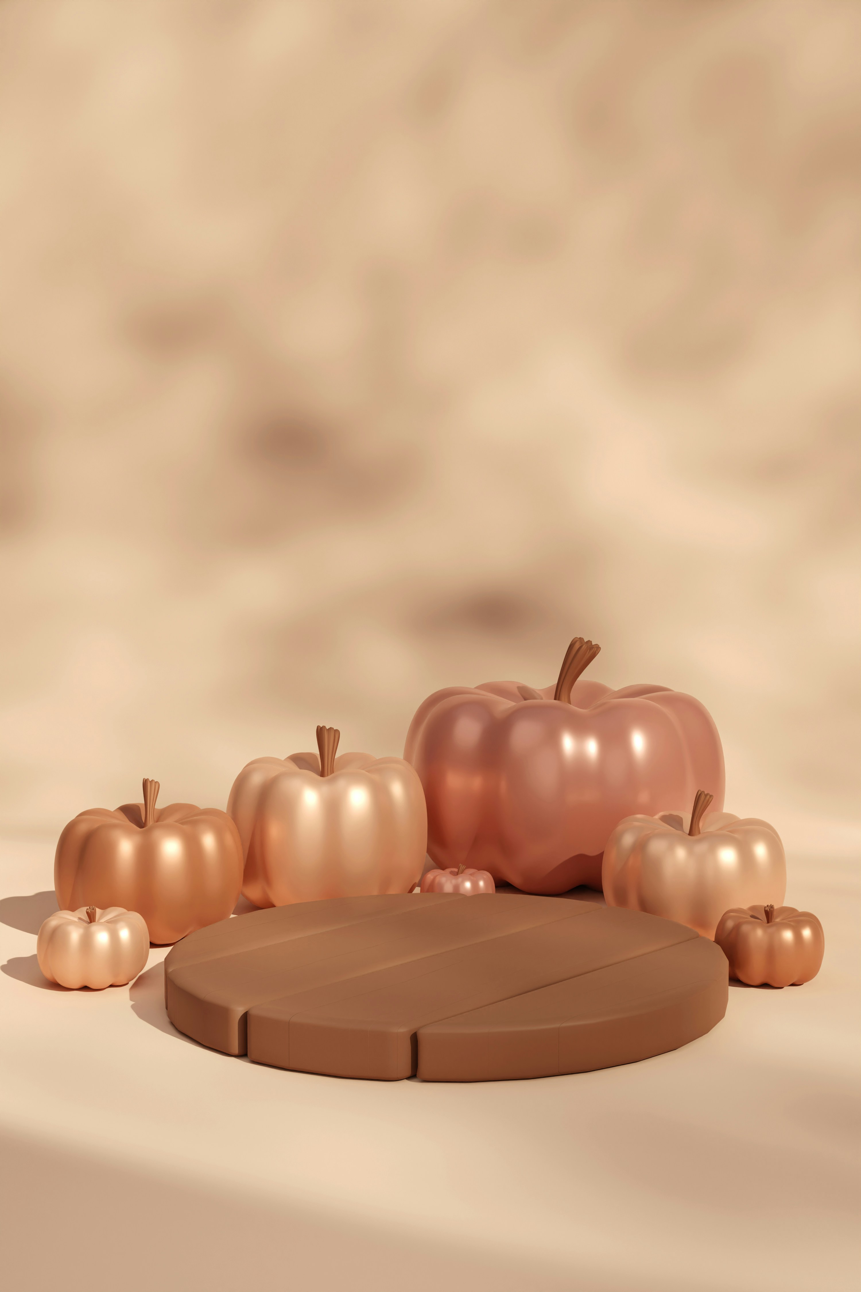 A table topped with lots of metallic pumpkins