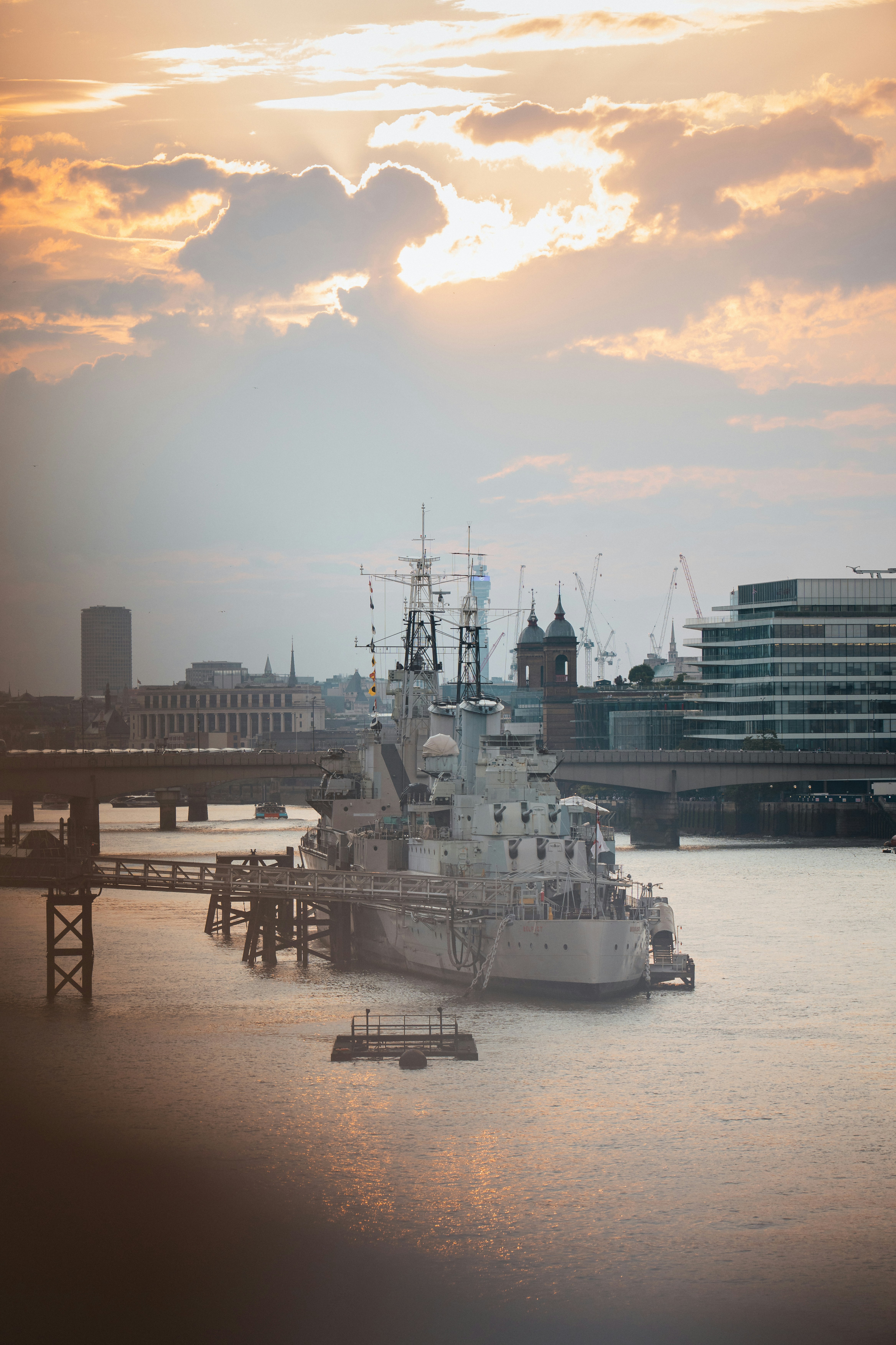 A large ship in a body of water