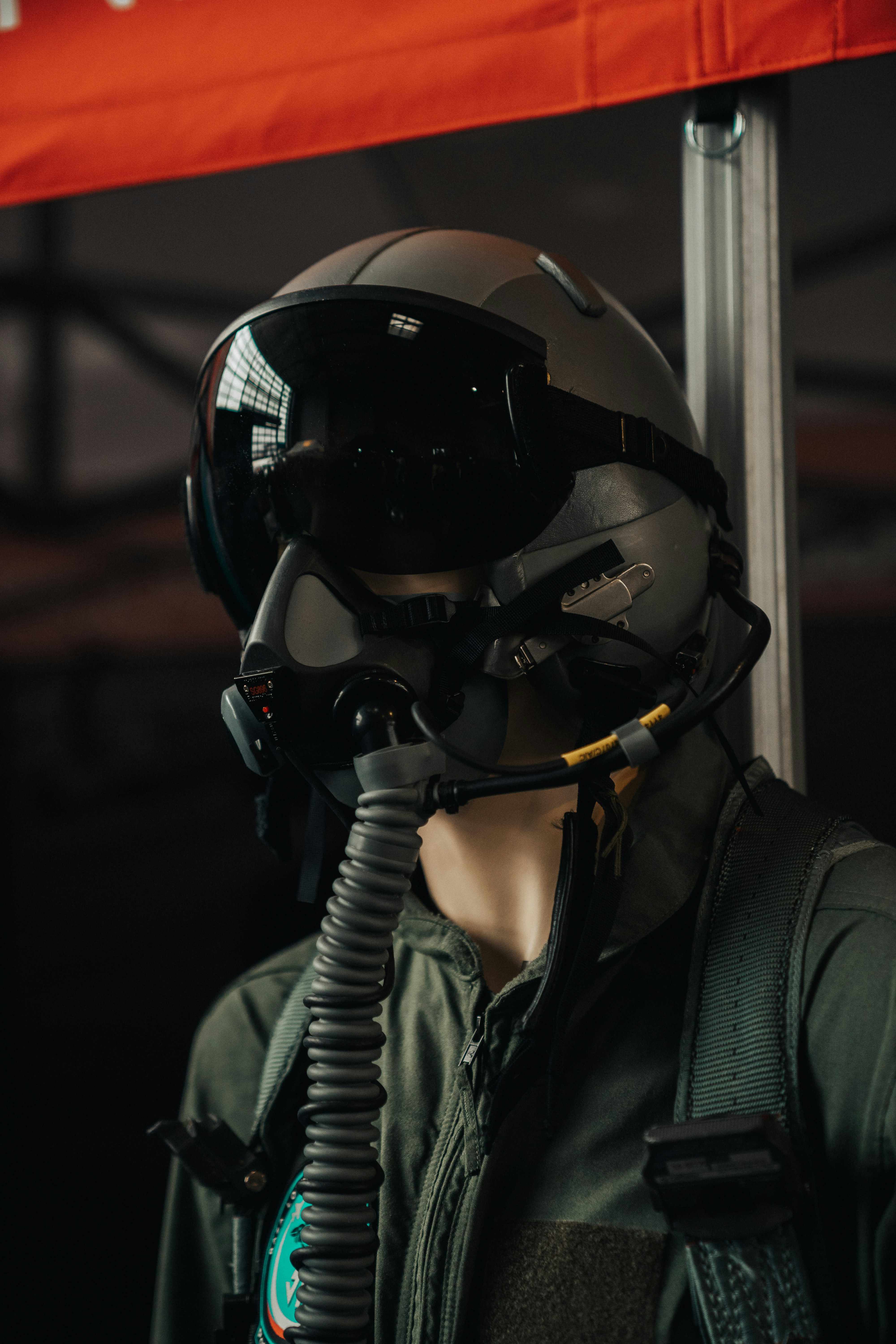 A man wearing a helmet and a gas mask
