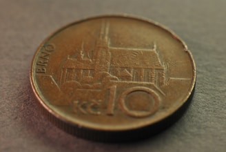 A close up of a coin on a table