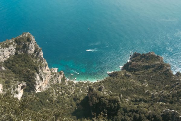 A bird's eye view of the ocean and mountains — Capri, Italy