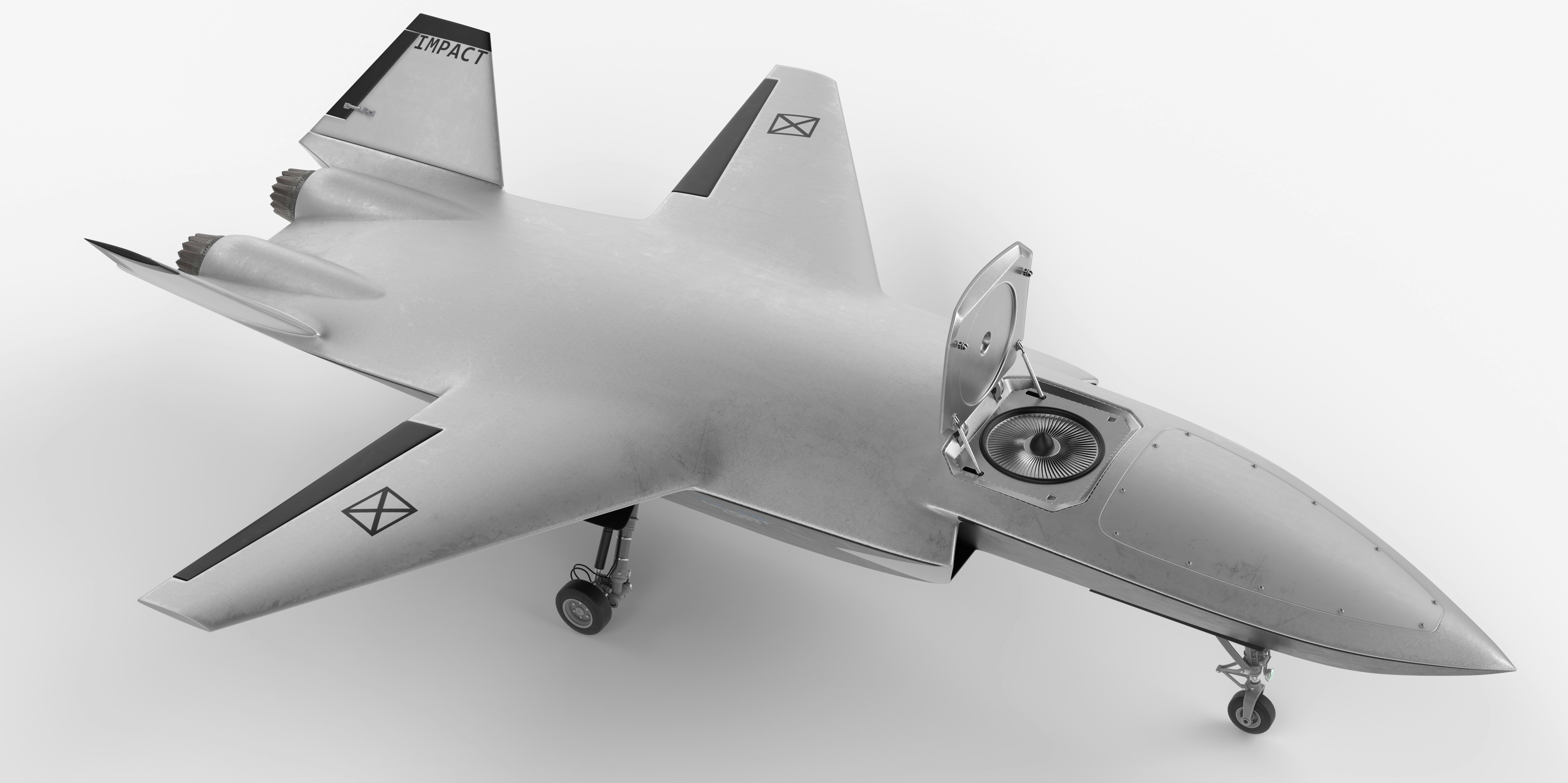 A model of a fighter jet on a white background