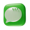 A green square button with a white speech bubble