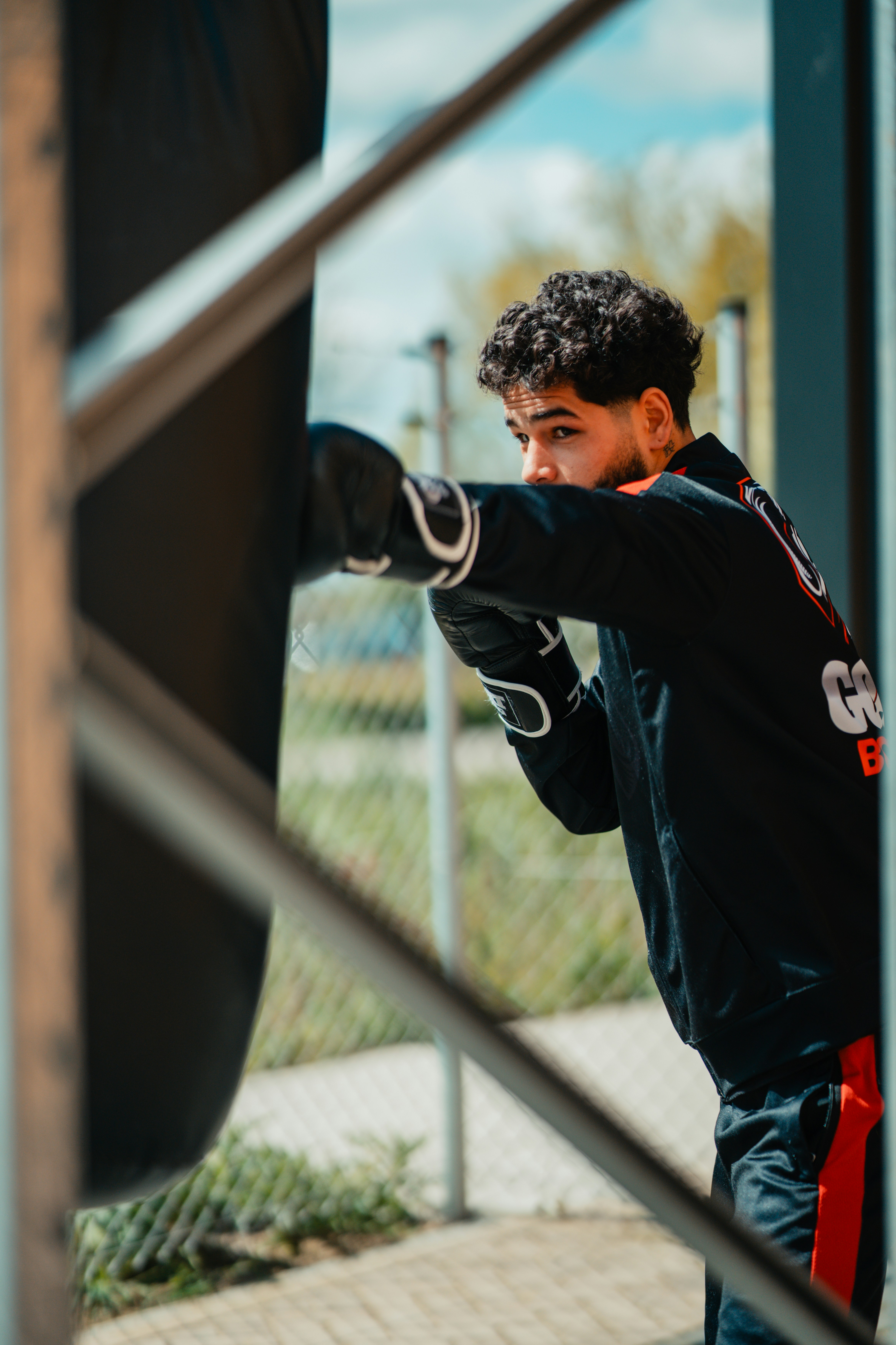 A young man is practicing his martial skills