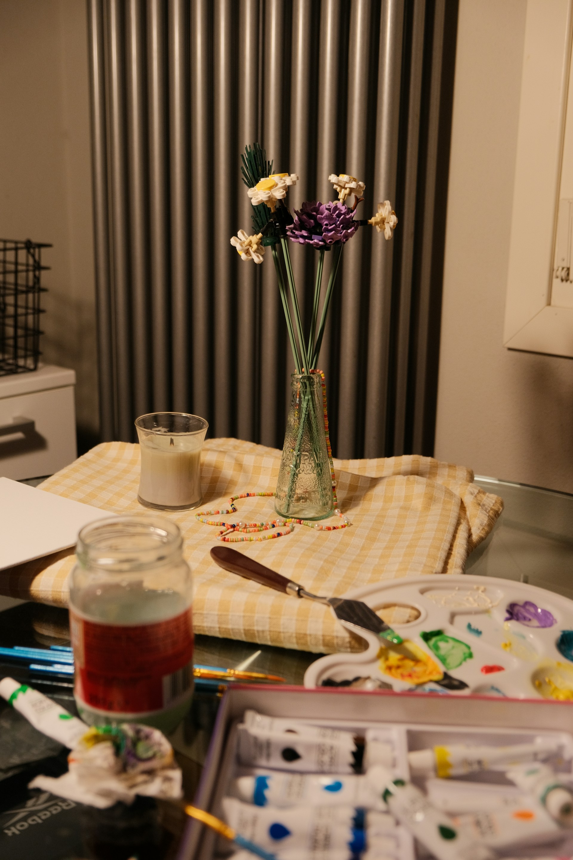 A vase of flowers sitting on top of a table
