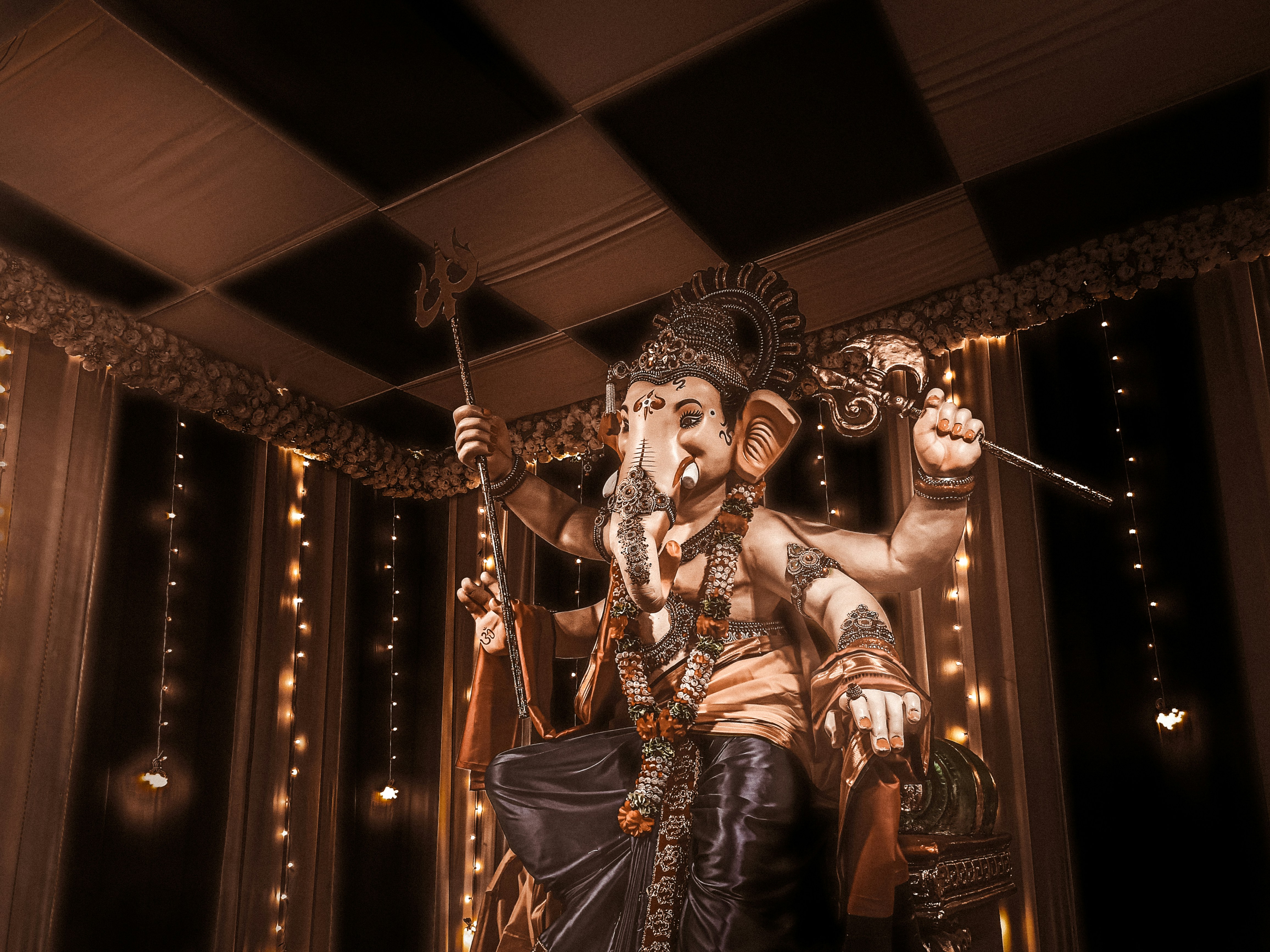 A statue of a man holding a sword