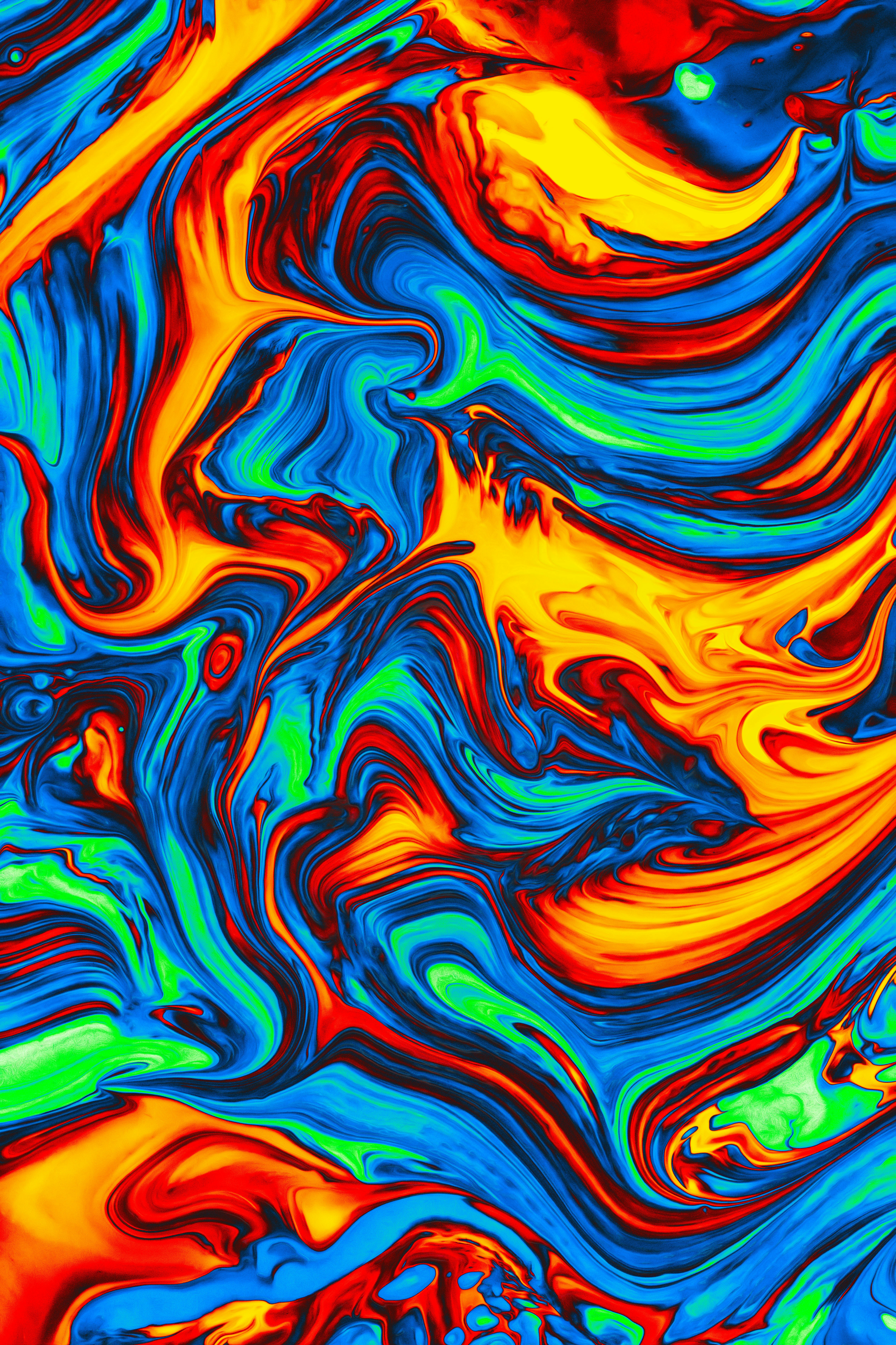An abstract painting of multicolored paint