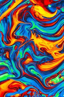 An abstract painting of multicolored paint