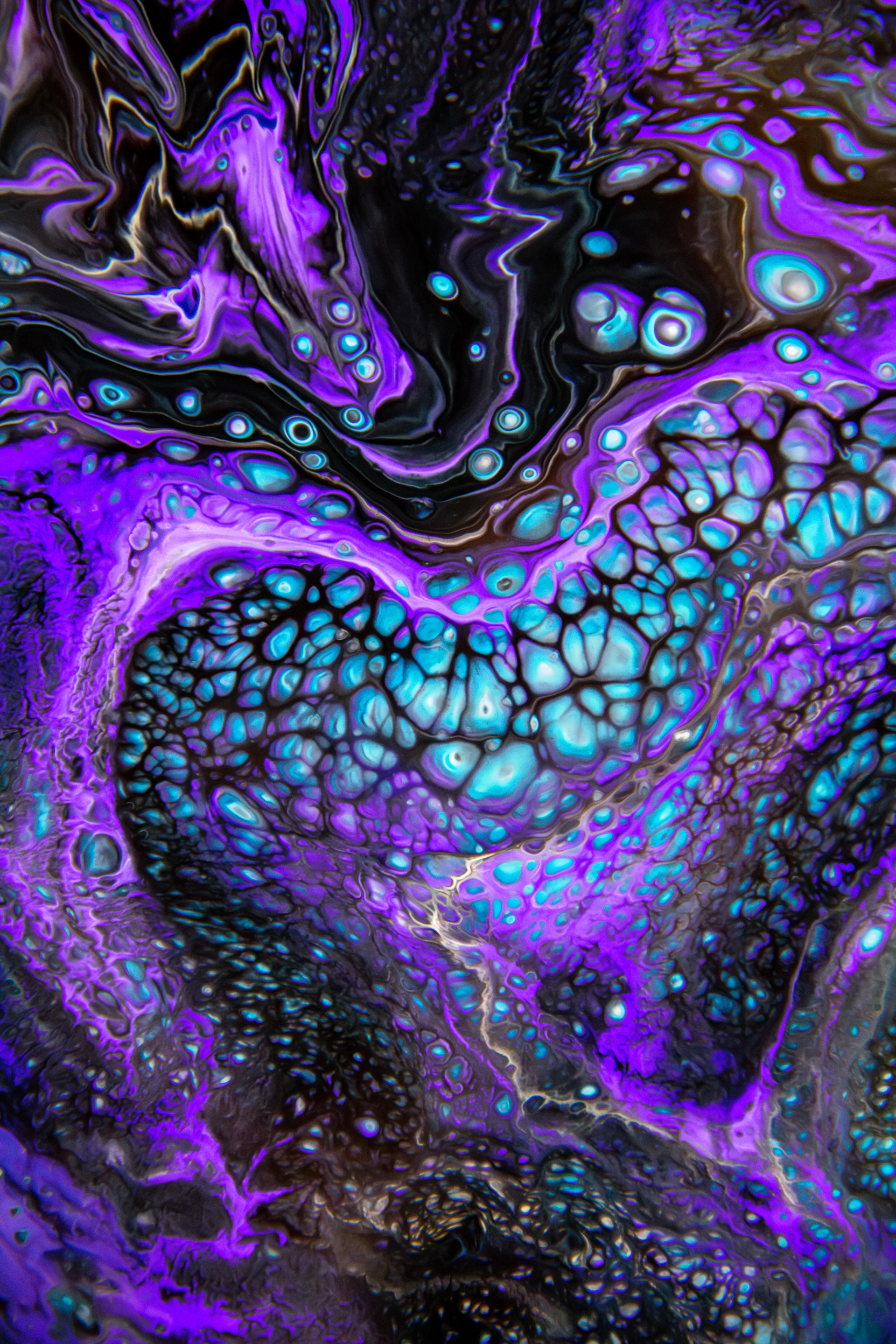 A close up of a purple and blue substance