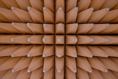 A close up view of a ceiling made out of cardboard