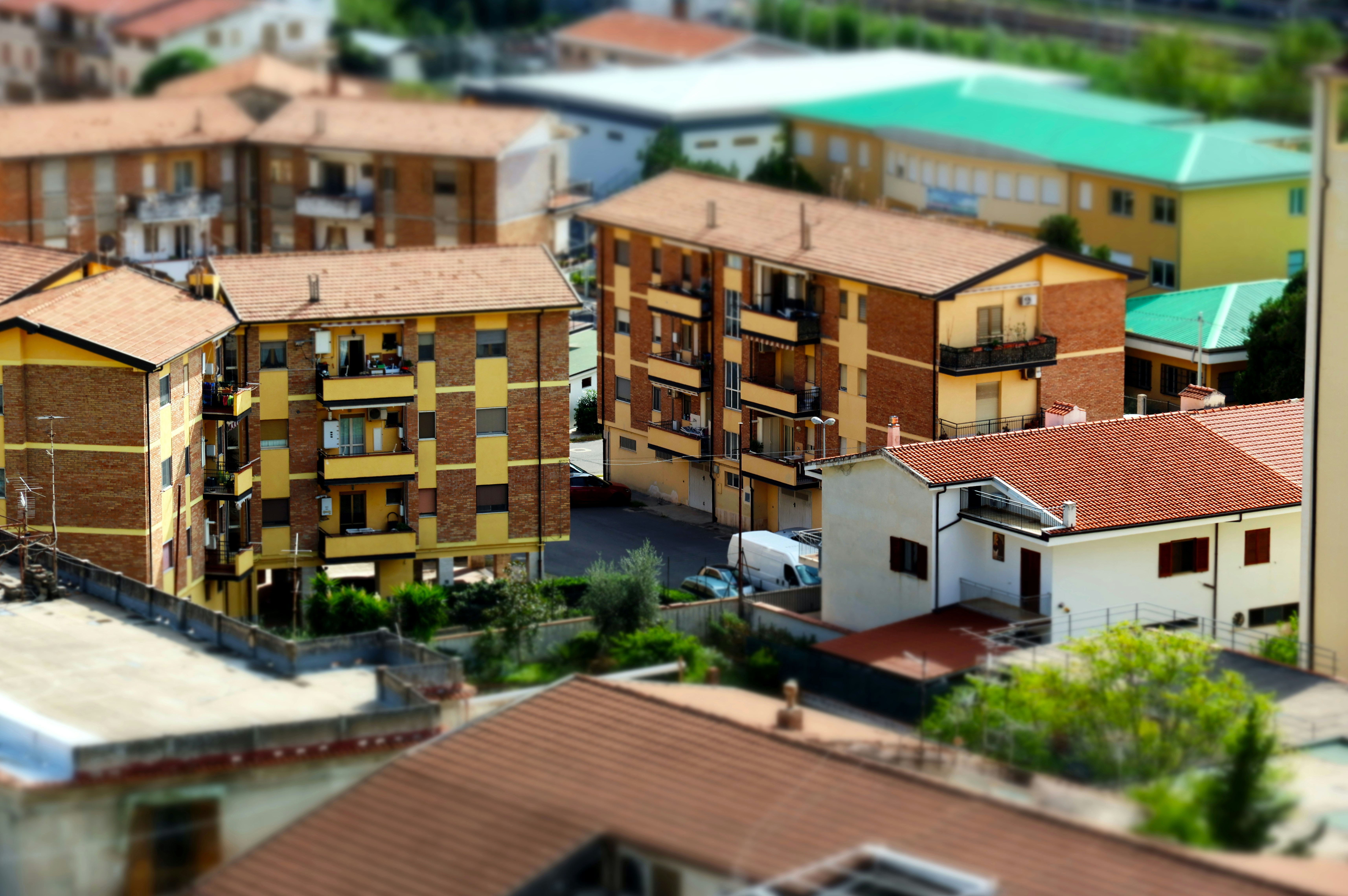 An aerial view of a city with lots of buildings