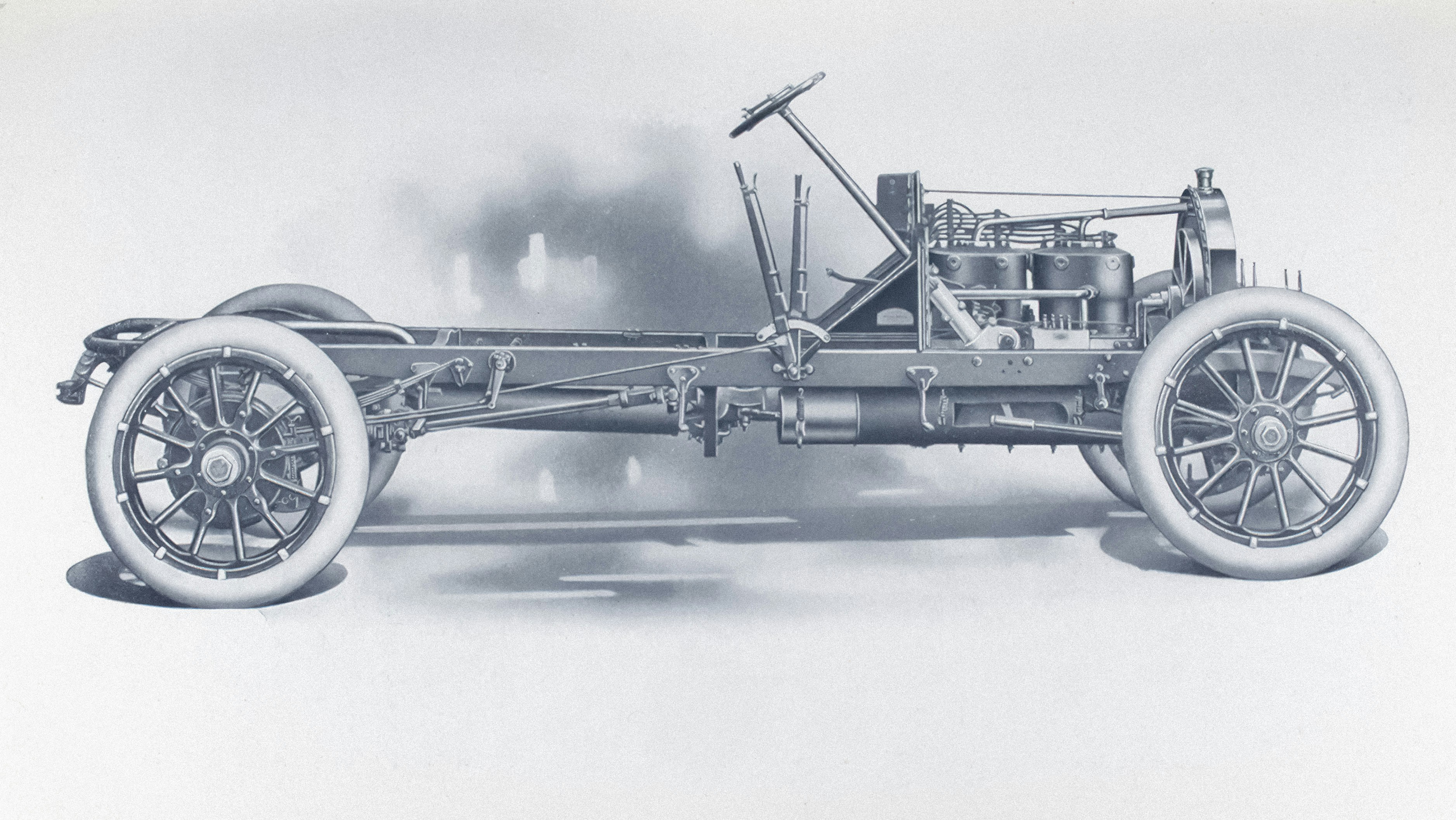 ketch of a car with its suspension system