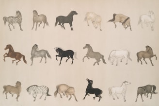 A group of horses standing in a row