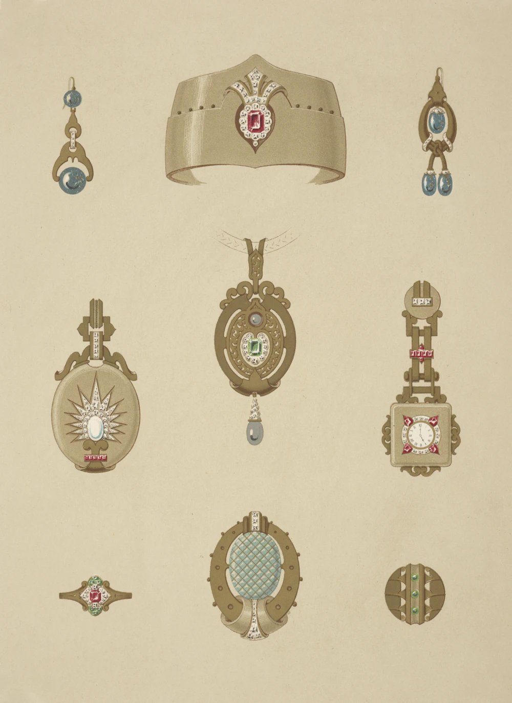 A collection of ornate antique jewelry pieces