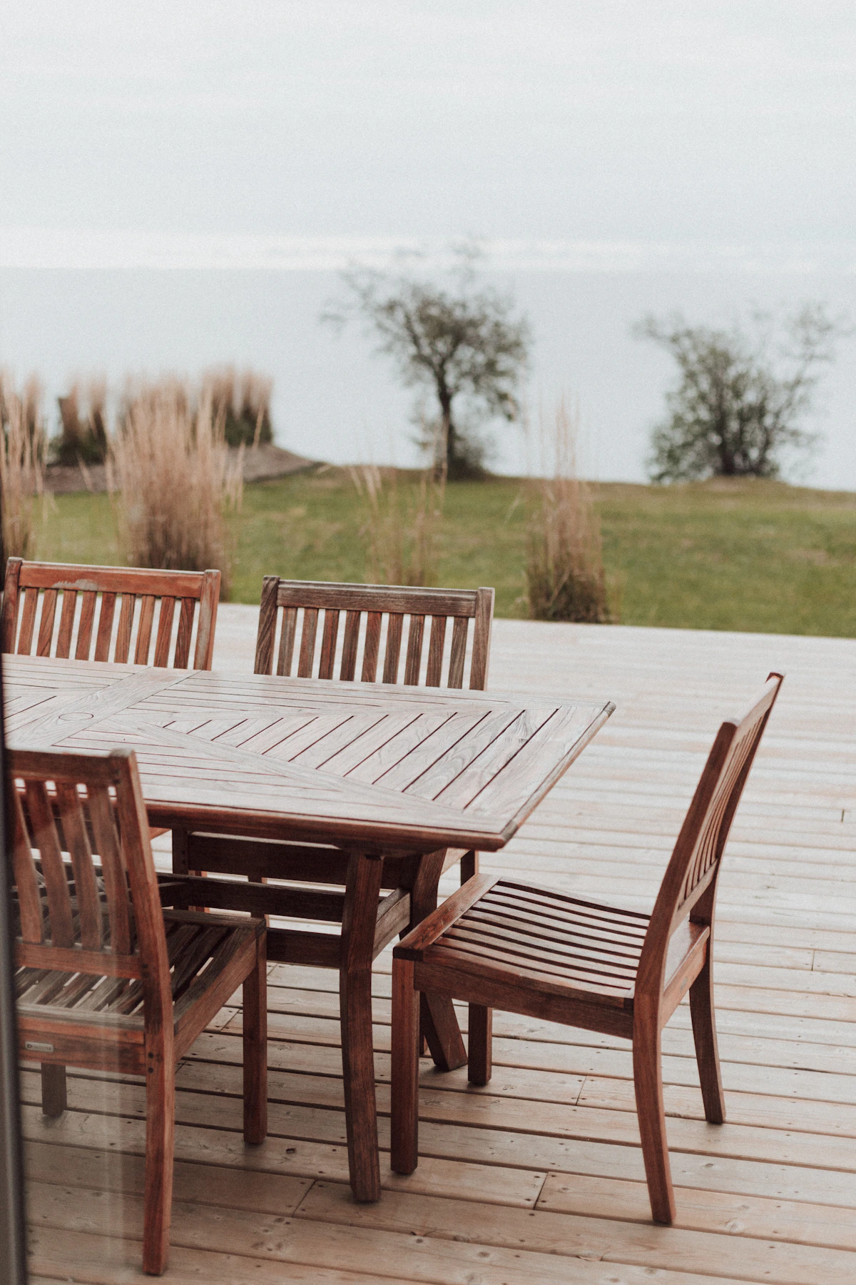 Wood dining deck overlooking the Lake of the Ozarks — scenic water view