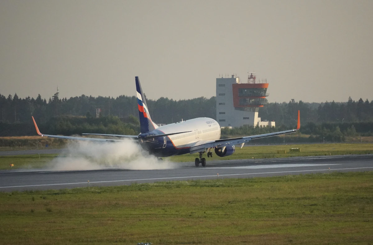 Commercial airliner taking off