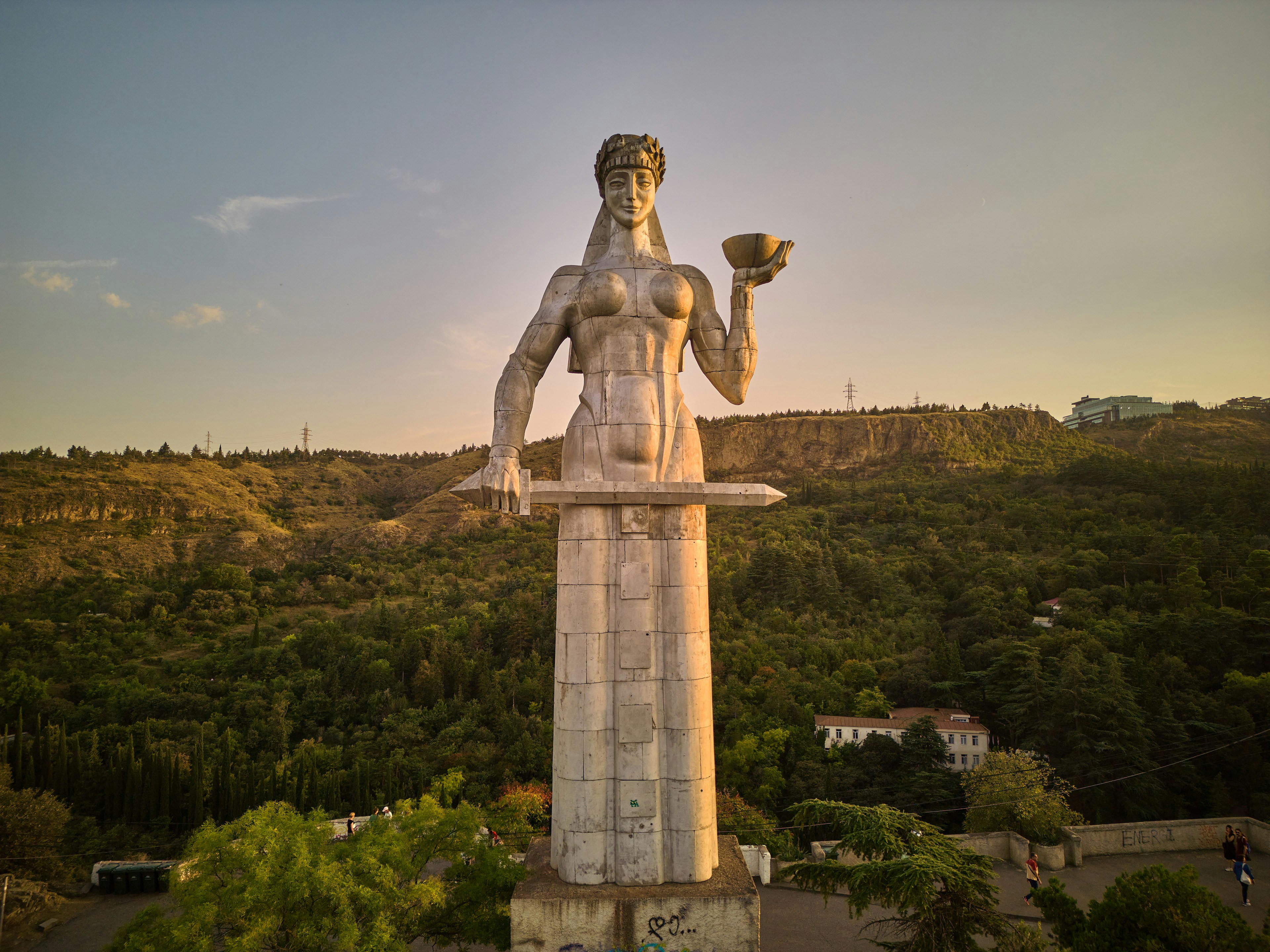 Tbilisi, Georgia - Mother of Georgians (Kartlis Deda (Mother of Kartli)) drone shot