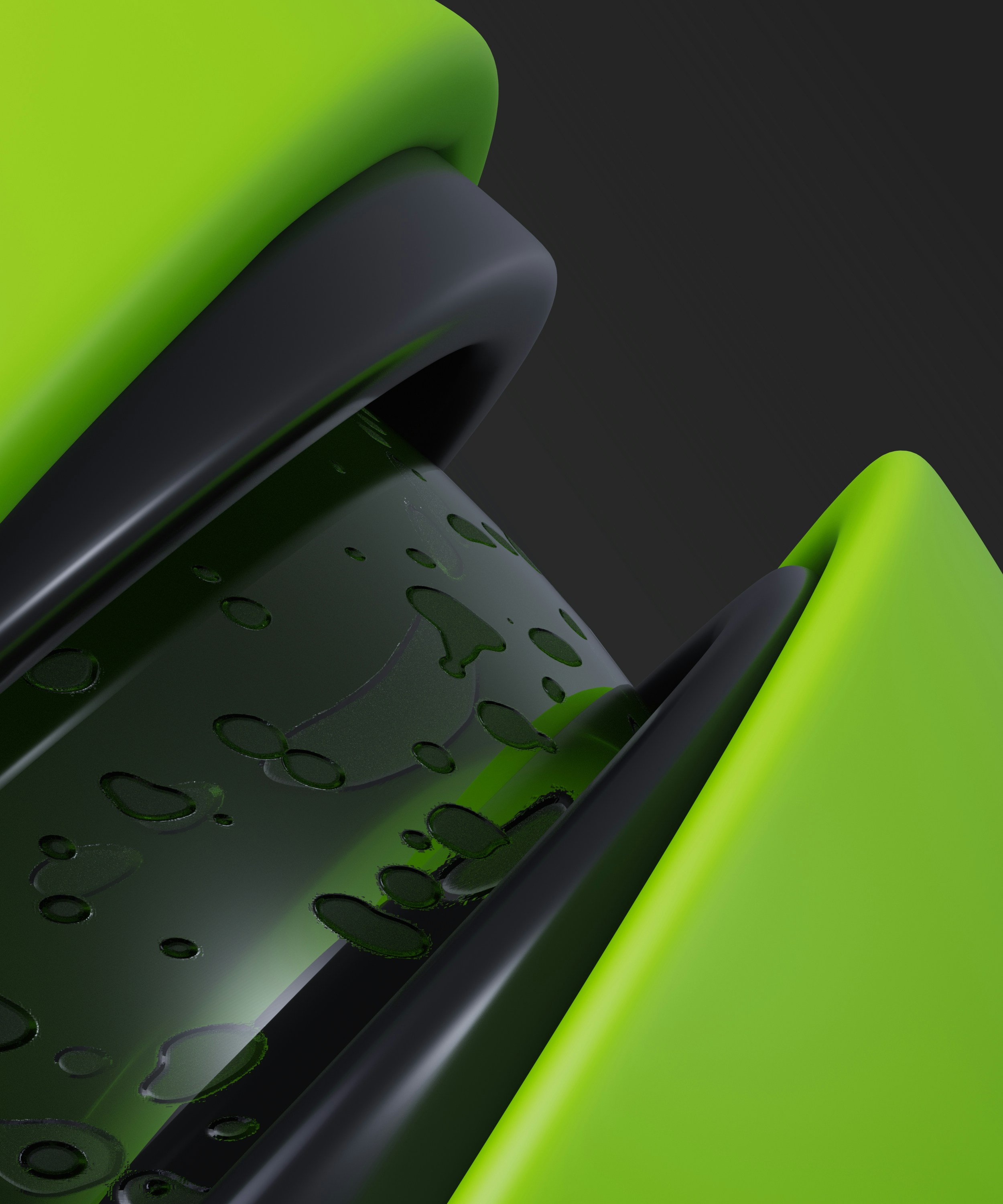 緑と黒のオブジェクトのクローズアップ