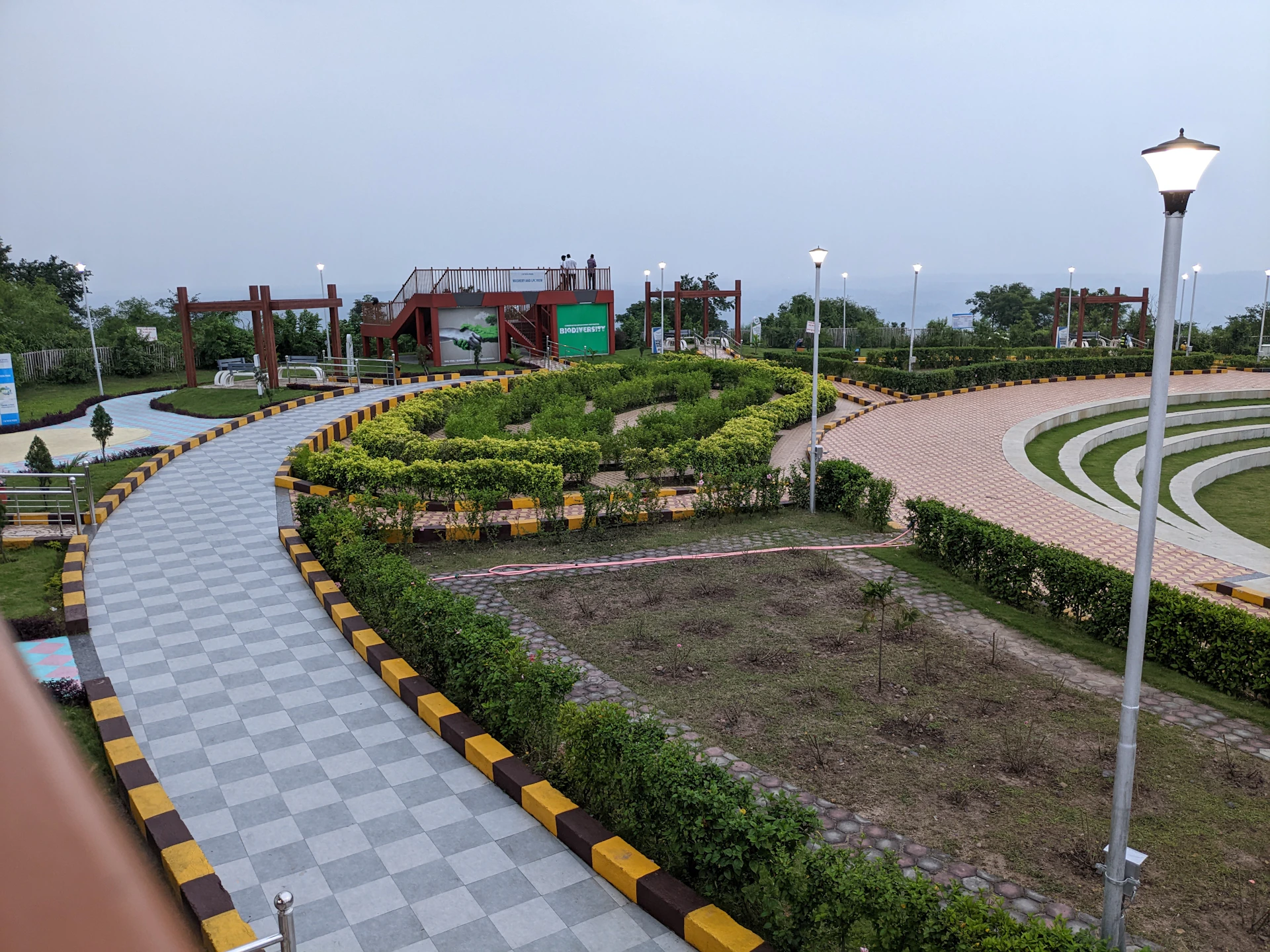 A view of a park from a balcony
