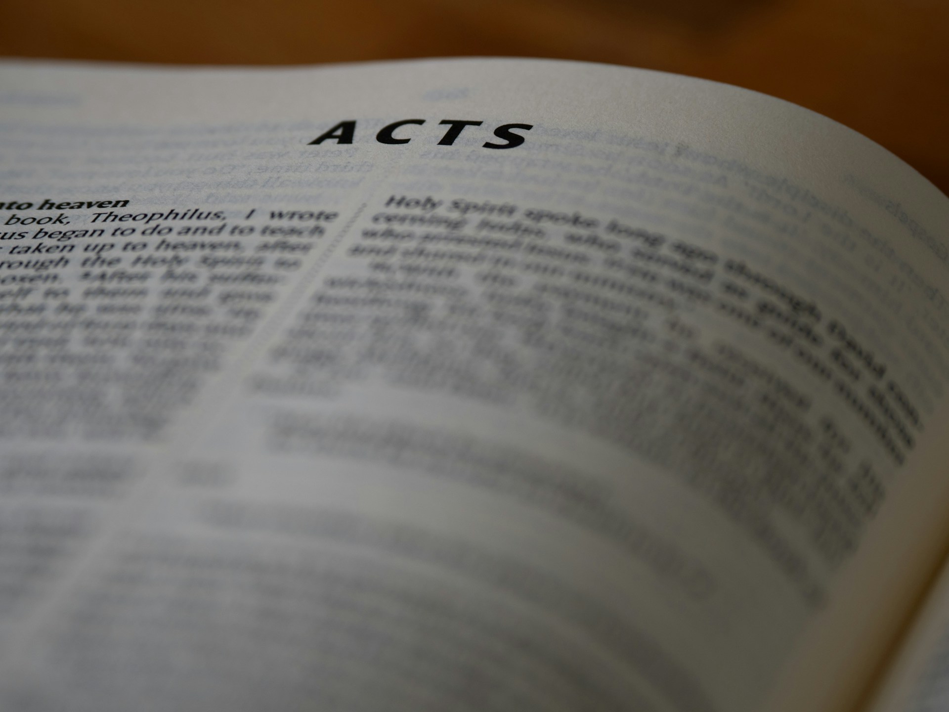 A close up of an open book on a table
