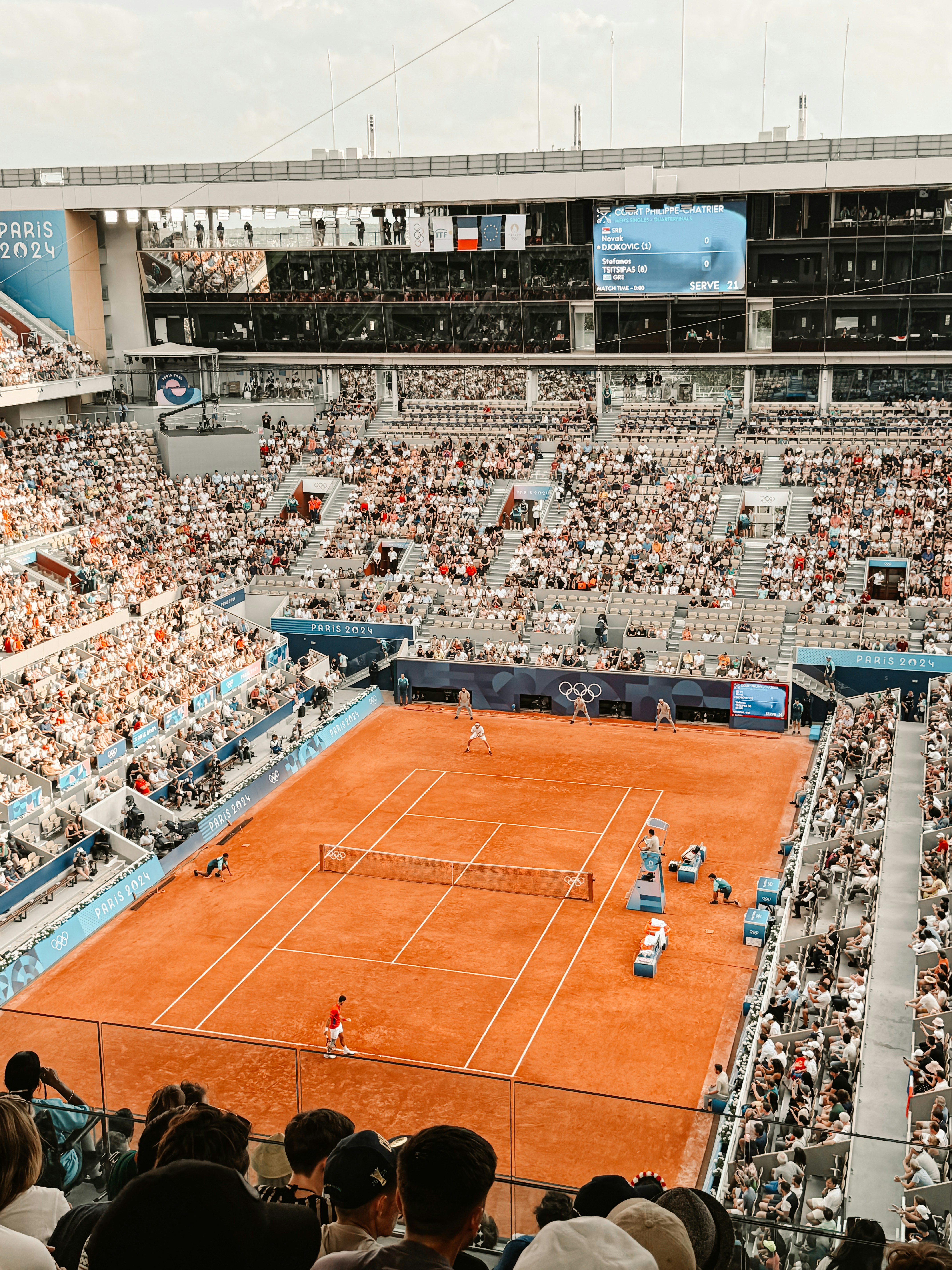Tennis player on clay court at French Open