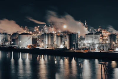 A factory with smoke coming out of it's stacks