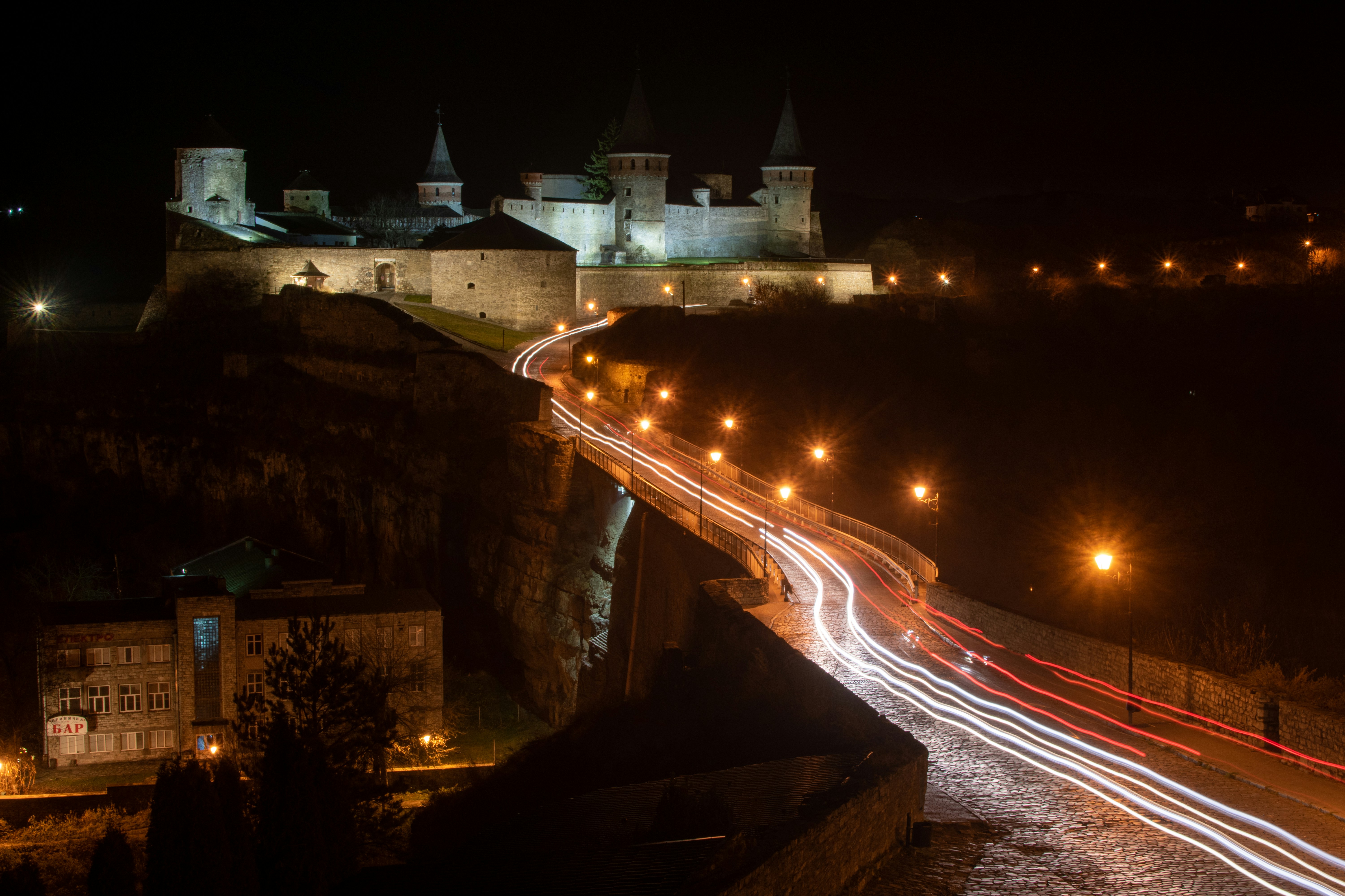 A long exposure photo of a city at night