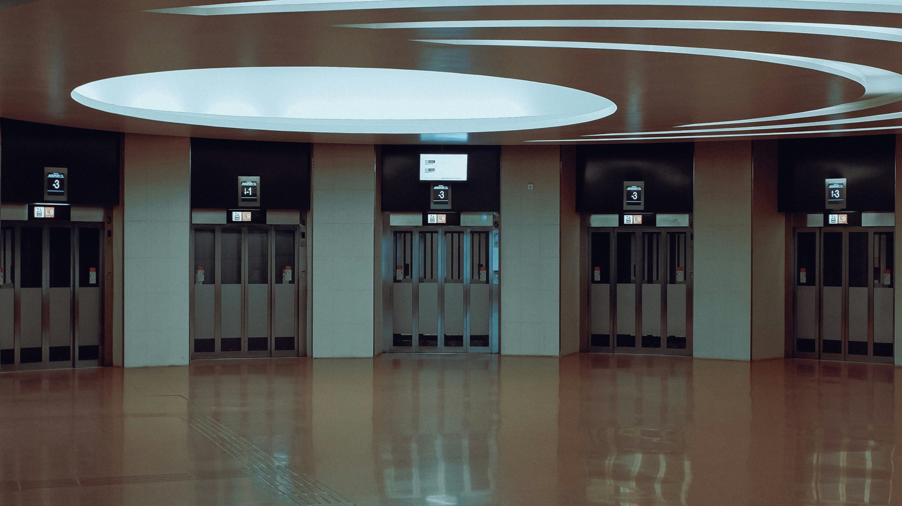 Large room with multiple doors