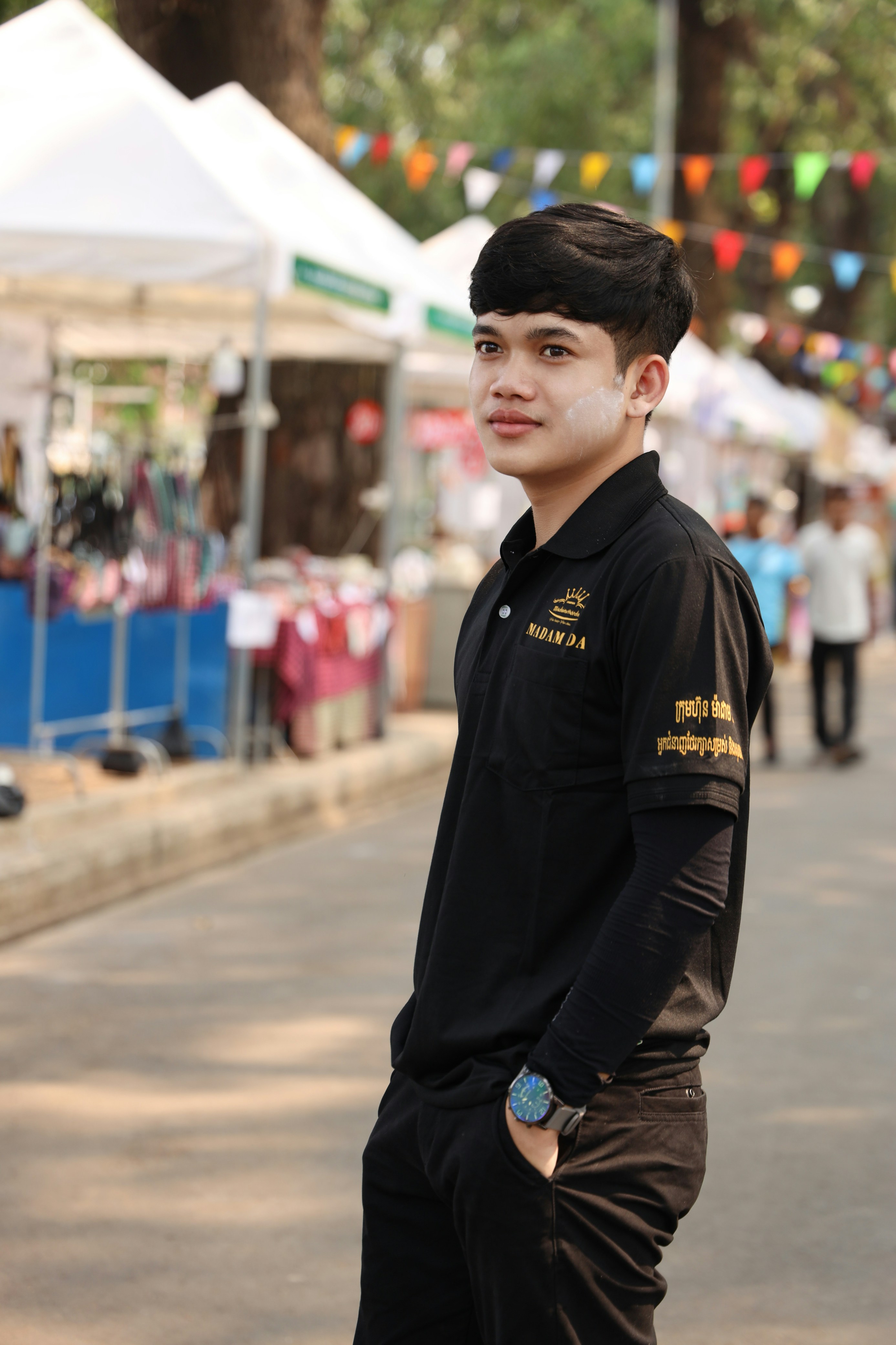 A man standing in the middle of a street