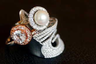 A close up of a ring on a table