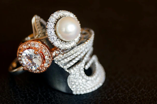 A close up of a ring on a table