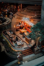 A view of a restaurant from the top of a building