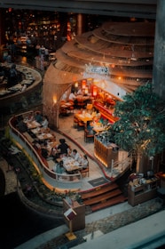 A view of a restaurant from the top of a building