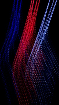 A group of red and blue lines on a black background