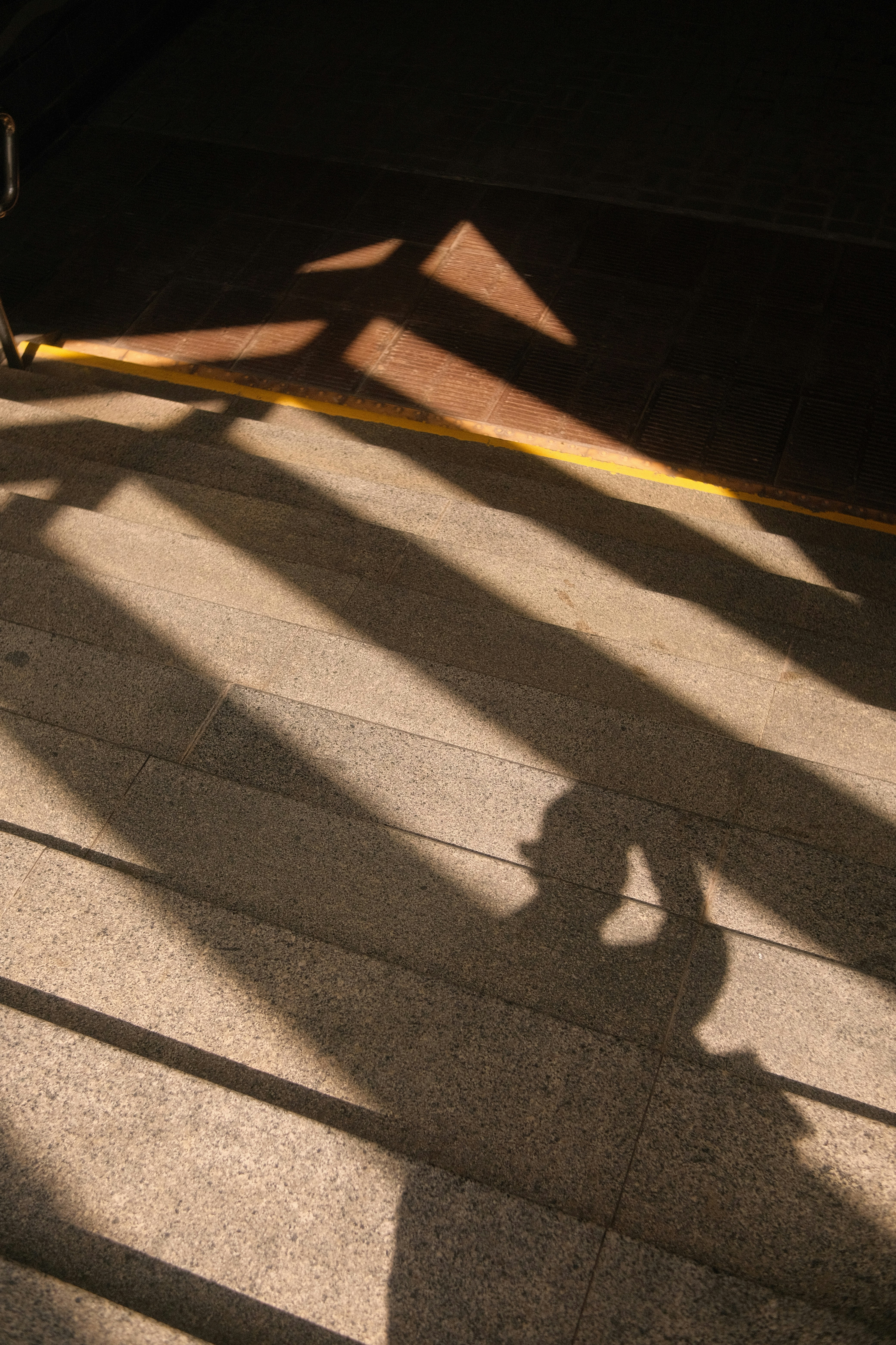 A shadow of a person riding a skateboard