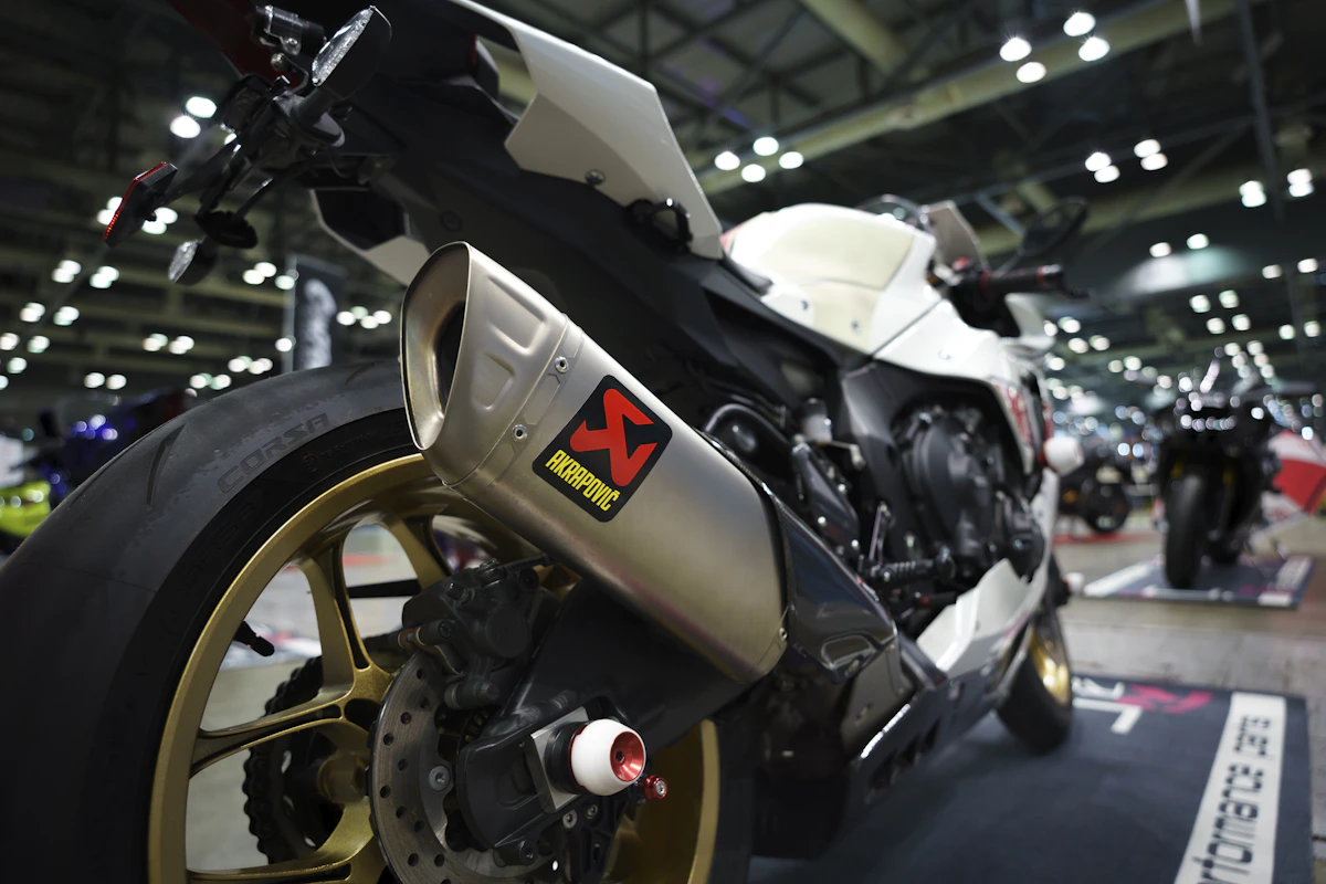 Motorcycle displayed in a showroom