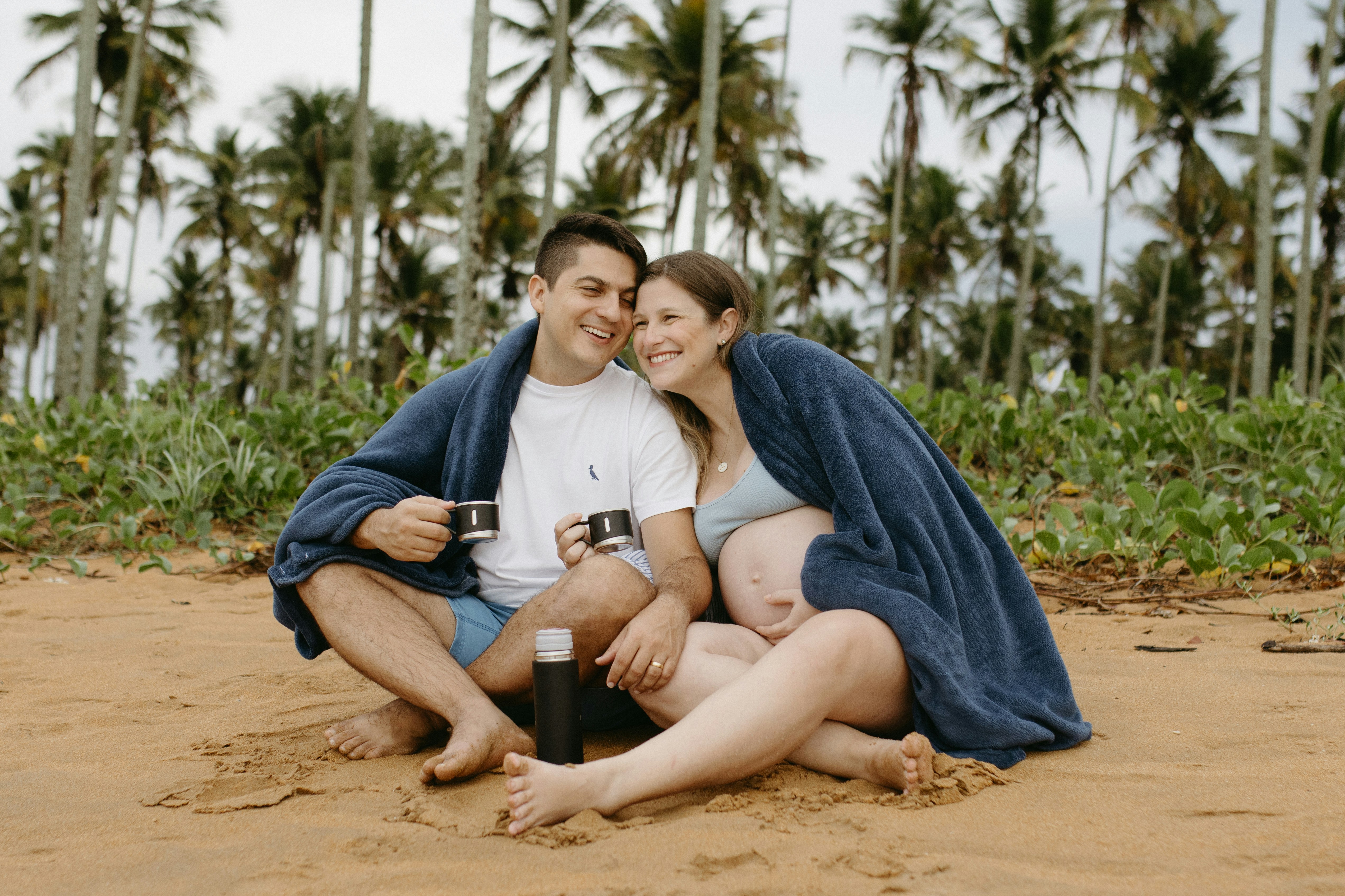 Couple relaxing on beach