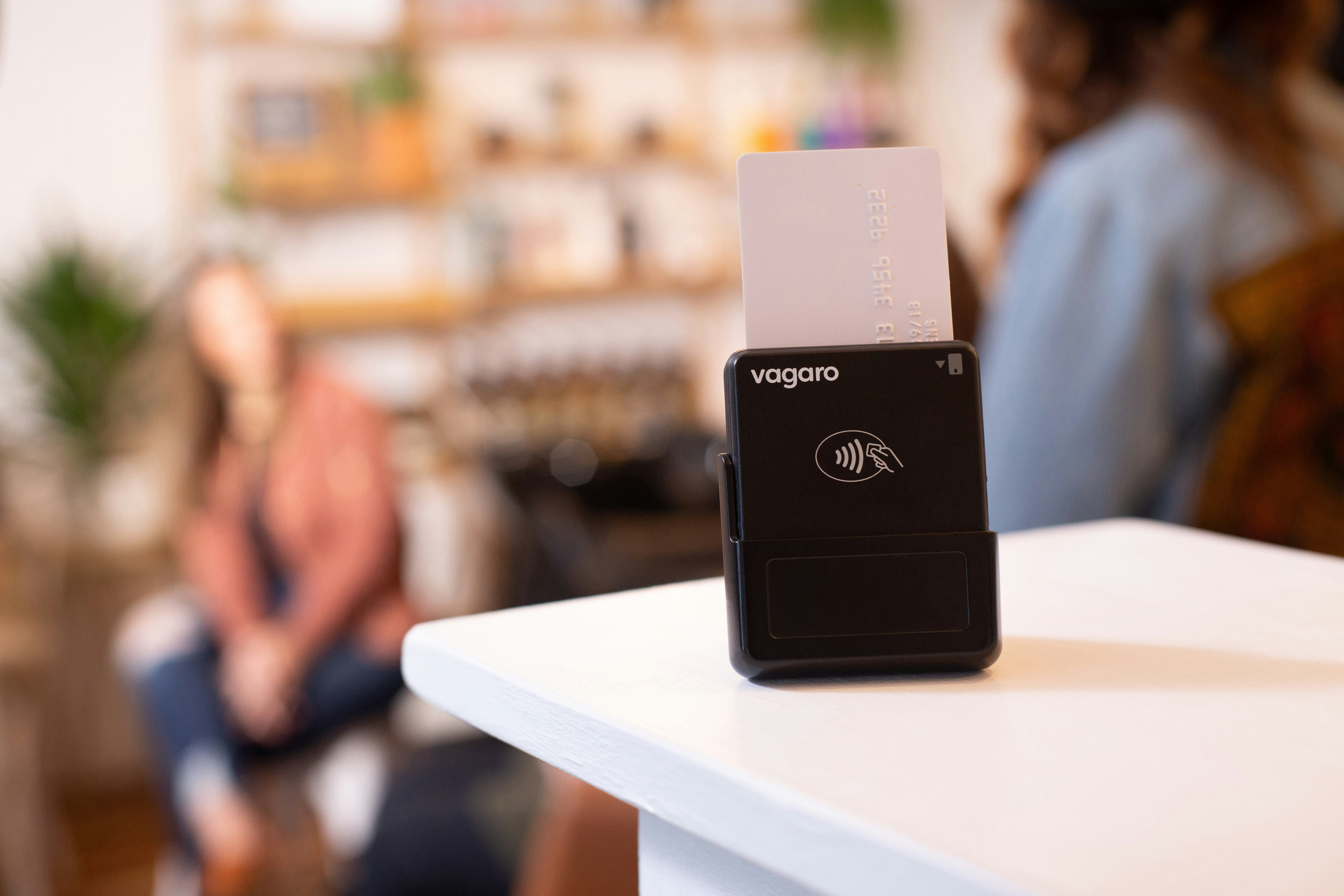 Salon reception area with credit card processing system