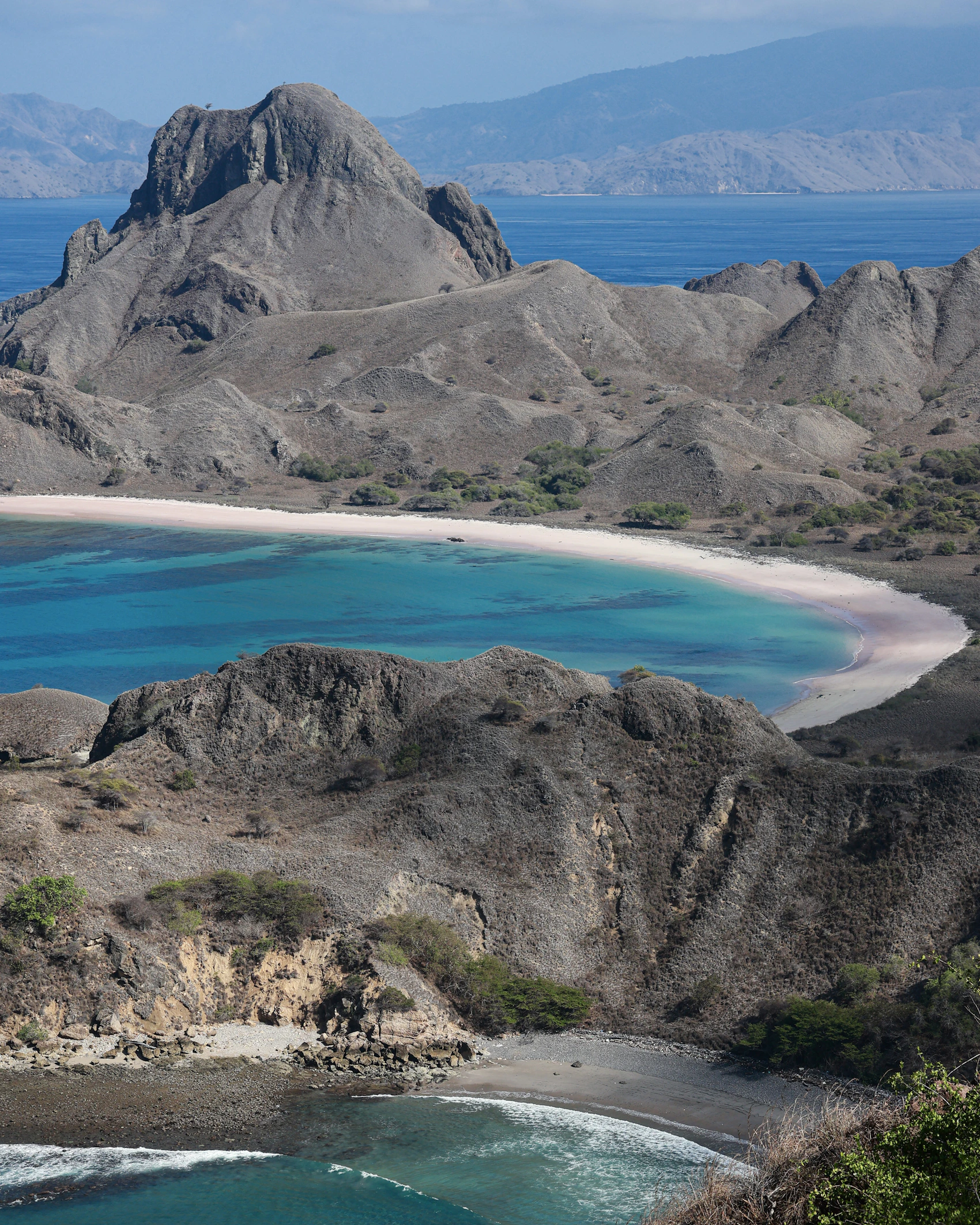 Curving bays and clear blue water around Padar Island in Komodo National Park