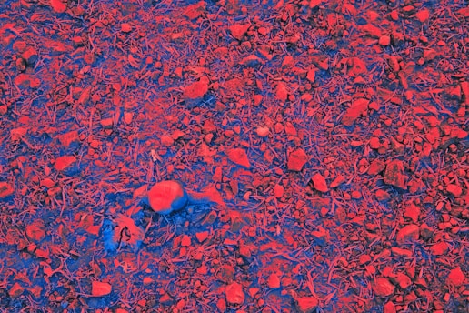 A red and blue area with a blue object in the middle of it