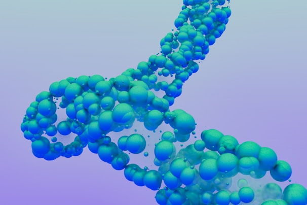 A computer generated image of a spiral of bubbles