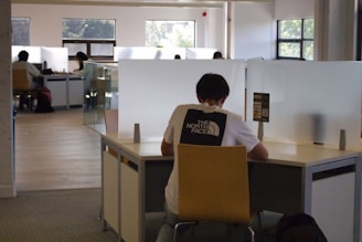 A person sitting at a desk with a laptop