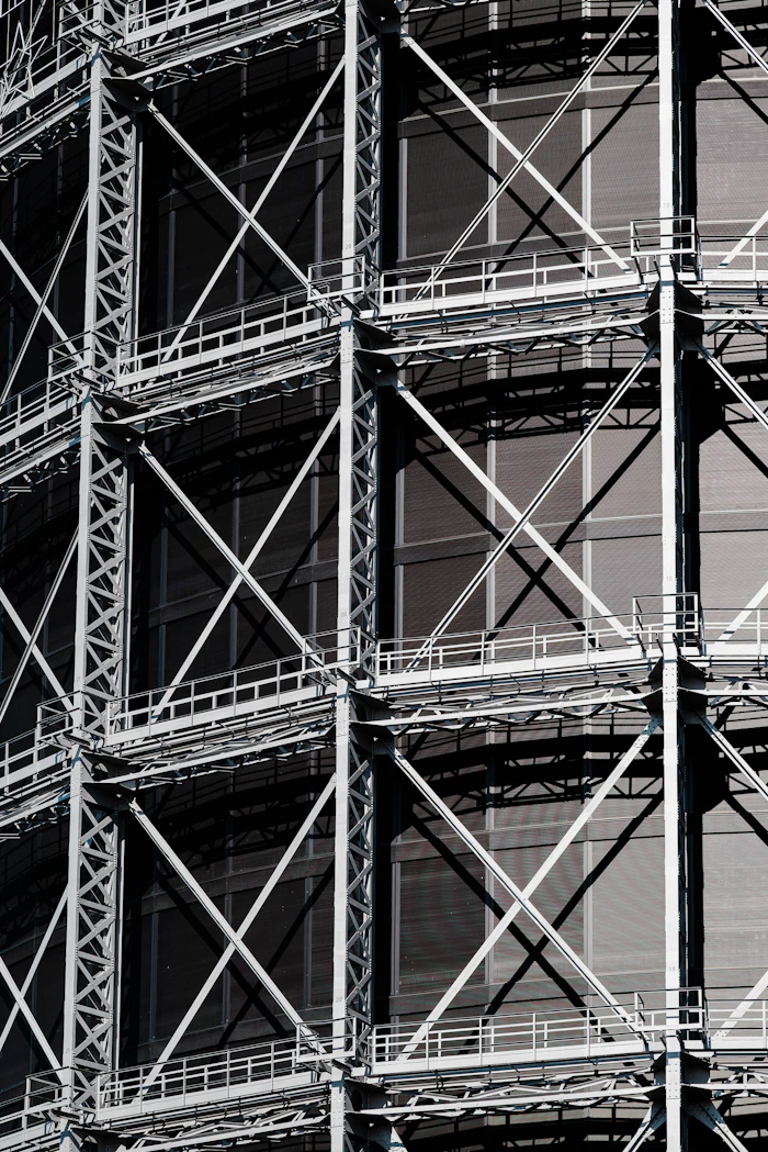 Steel structural framework on-site