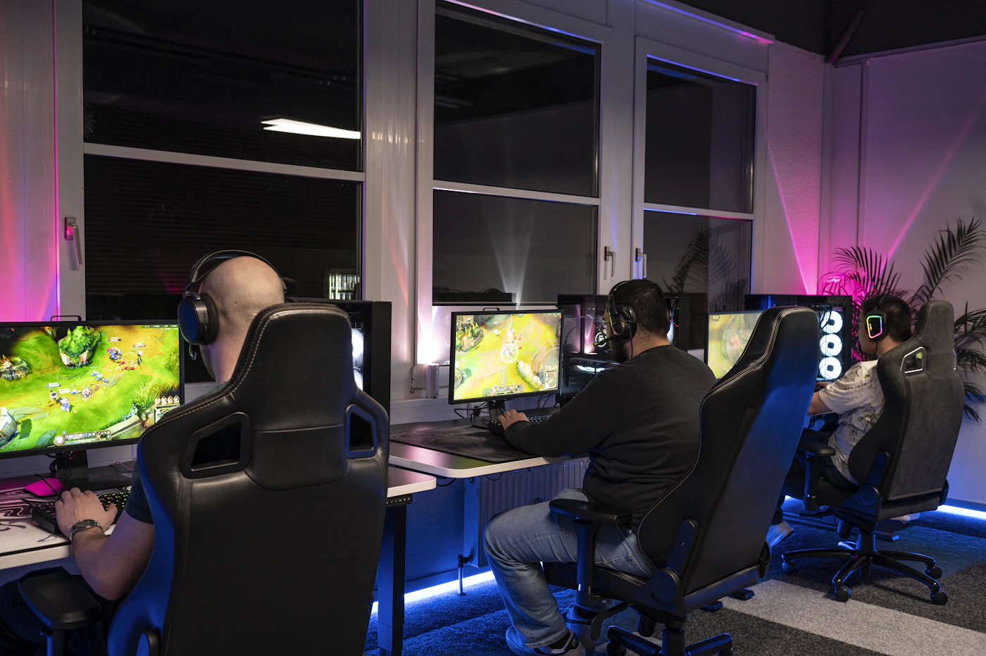 A group sharing a video game