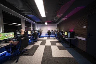 A group of people playing a video game