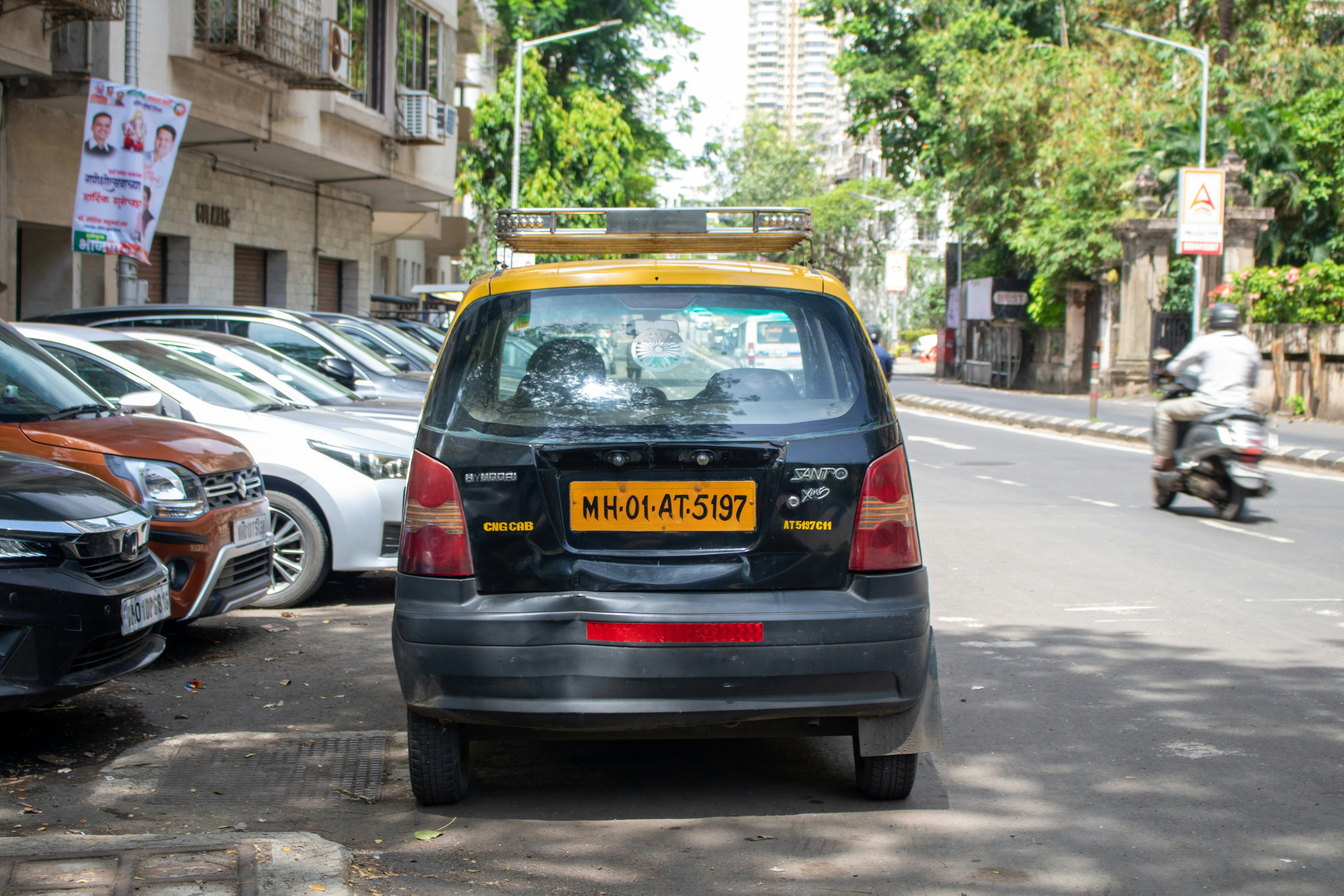 A car is parked on the side of the road
